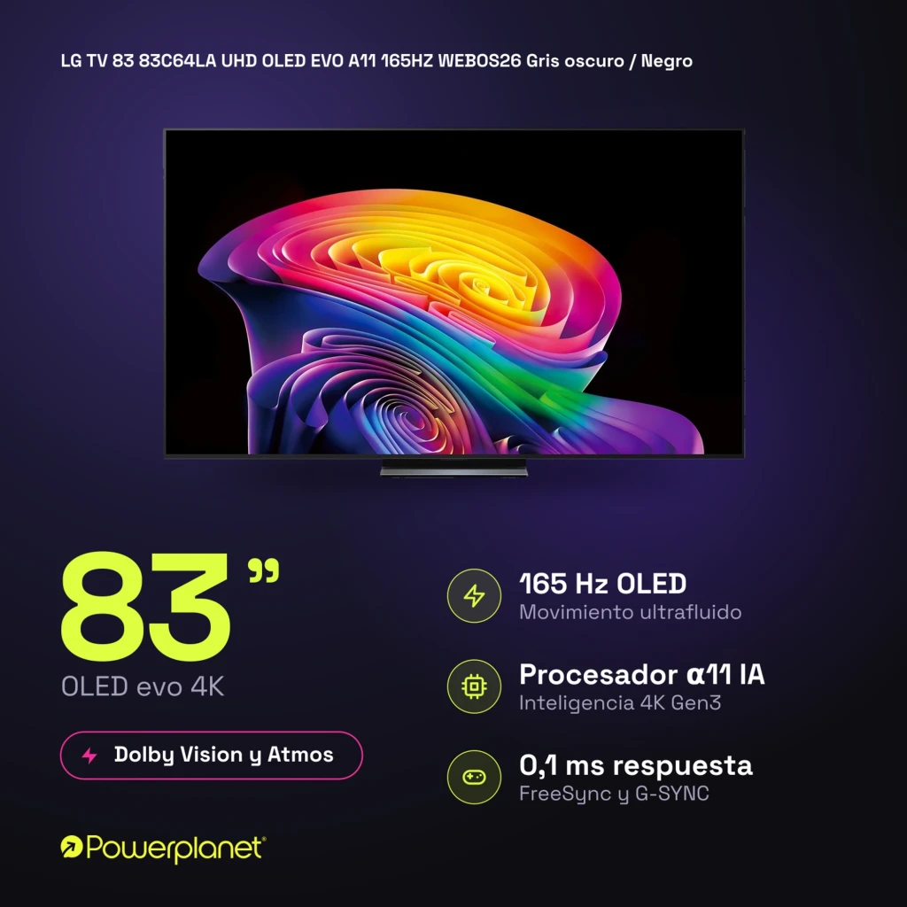 LG 83C64LA Smart TV OLED Evo 83 4K α11 AI Gen3 com tela fina sem bordas, cores vibrantes, contraste negro puro e controle com ponteiro sem fio - Item9