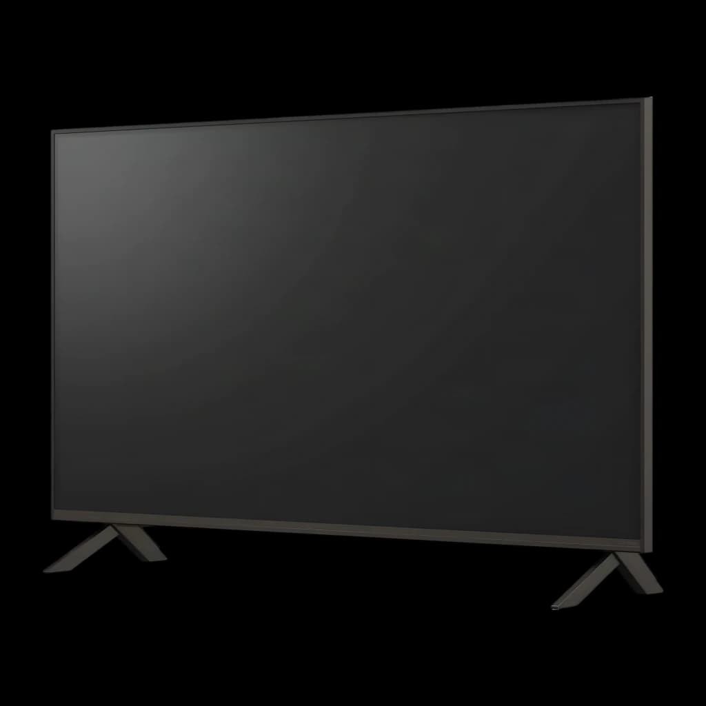 TV LG 43 pulgadas QNED 4K WebOS 25 Negro 43QNED84A6C, vista lateral: pantalla apagada, marco fino y patas en V