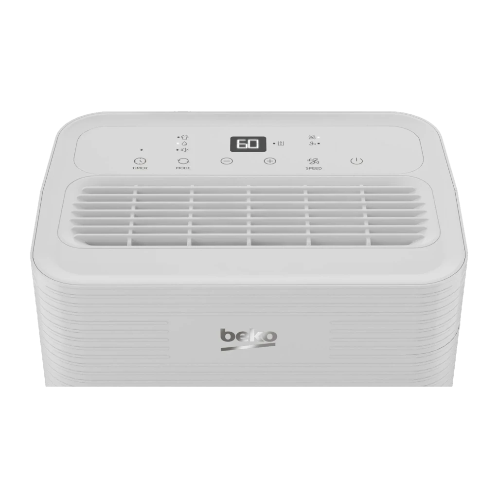BDP010 Beko déshumidificateur blanc épuré, façade rainurée, logo discret, corps rectangulaire compact adapté aux intérieurs modernes - Ítem2