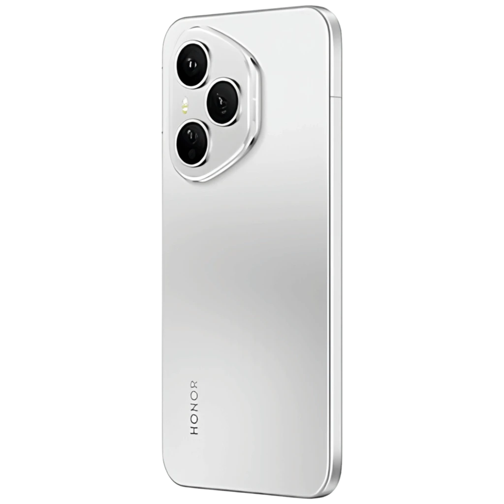 Honor 400 5G 8GB/512GB Plata con pantalla perforada y bordes curvos, triple cámara trasera en módulo triangular y acabado plateado brillante - Ítem3