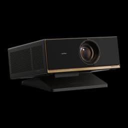 Proyector Wanbo X7 Pro Max 1080p Full HD con lente frontal grande, acabado negro con detalles dorados, rejillas laterales y base inclinada elegante