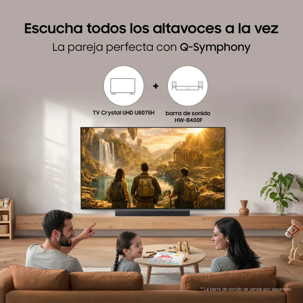 Televisor Samsung TU43U8075HU 43 pulgadas con pantalla LED Crystal UHD 4K, biseles delgados, peanas dobles y panel con información de funciones AI y apps - Ítem1
