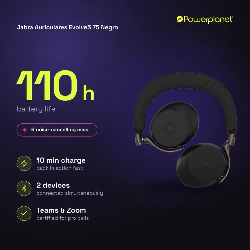 Jabra Auriculares Evolve3 75 Negro - caractéristiques