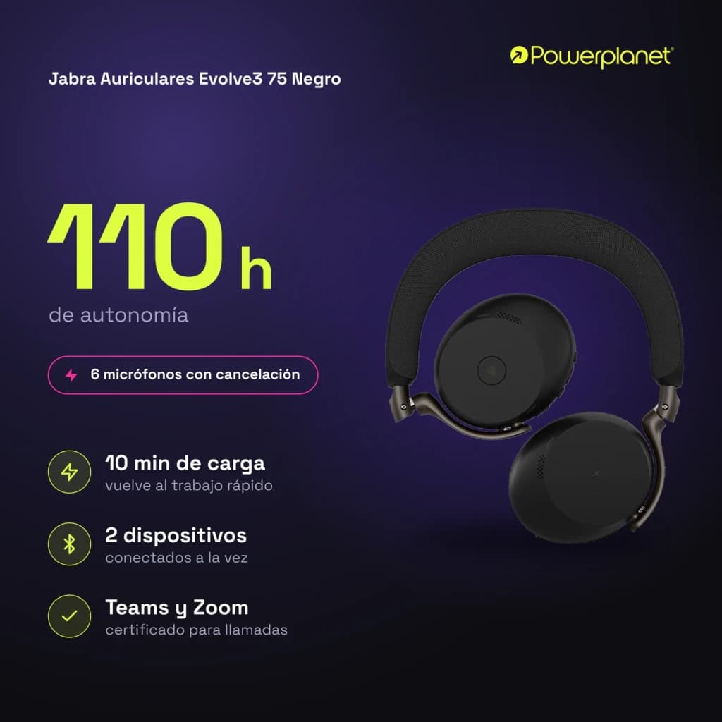 Jabra Auriculares Evolve3 75 Negro - caractéristiques