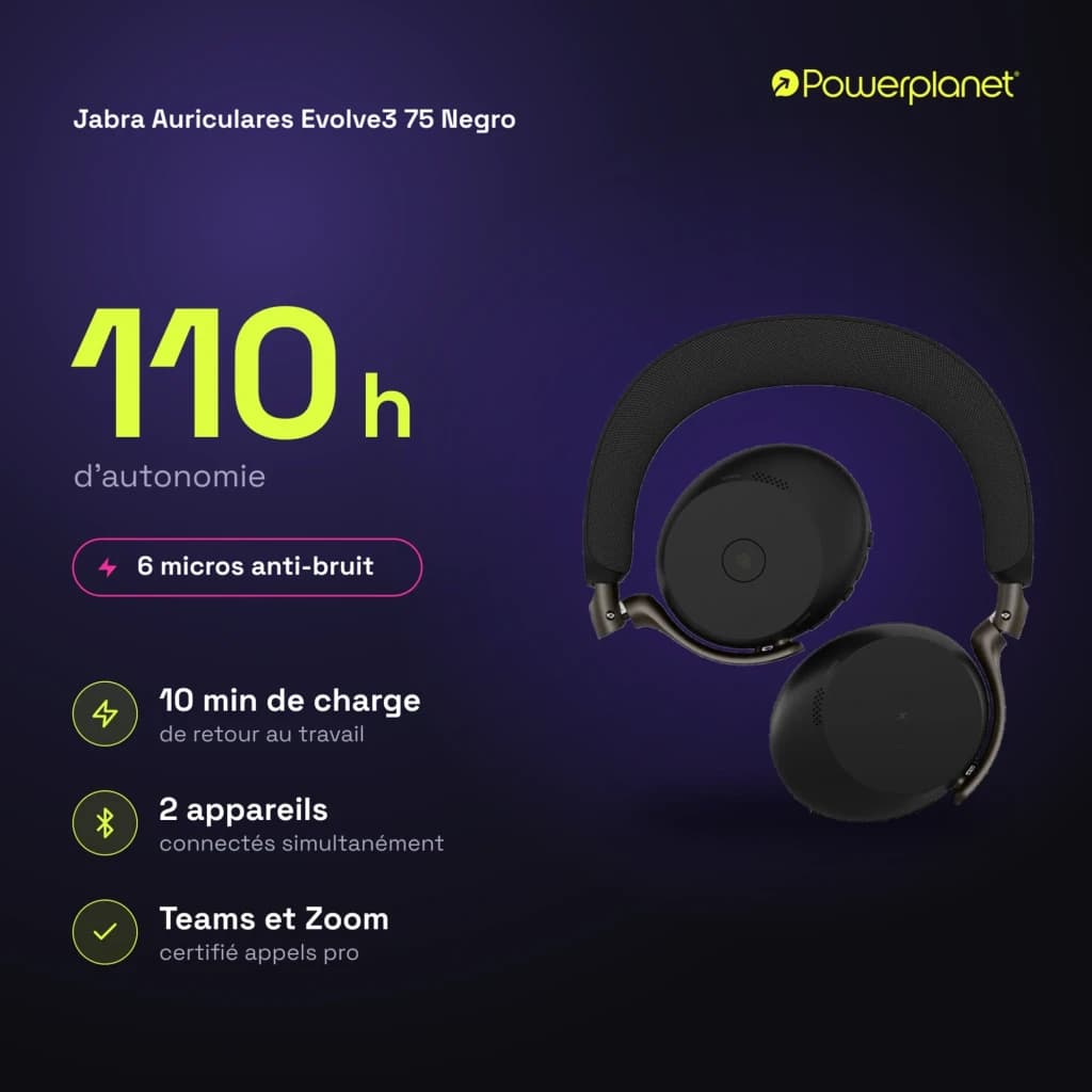 Jabra Auriculares Evolve3 75 Negro - caractéristiques