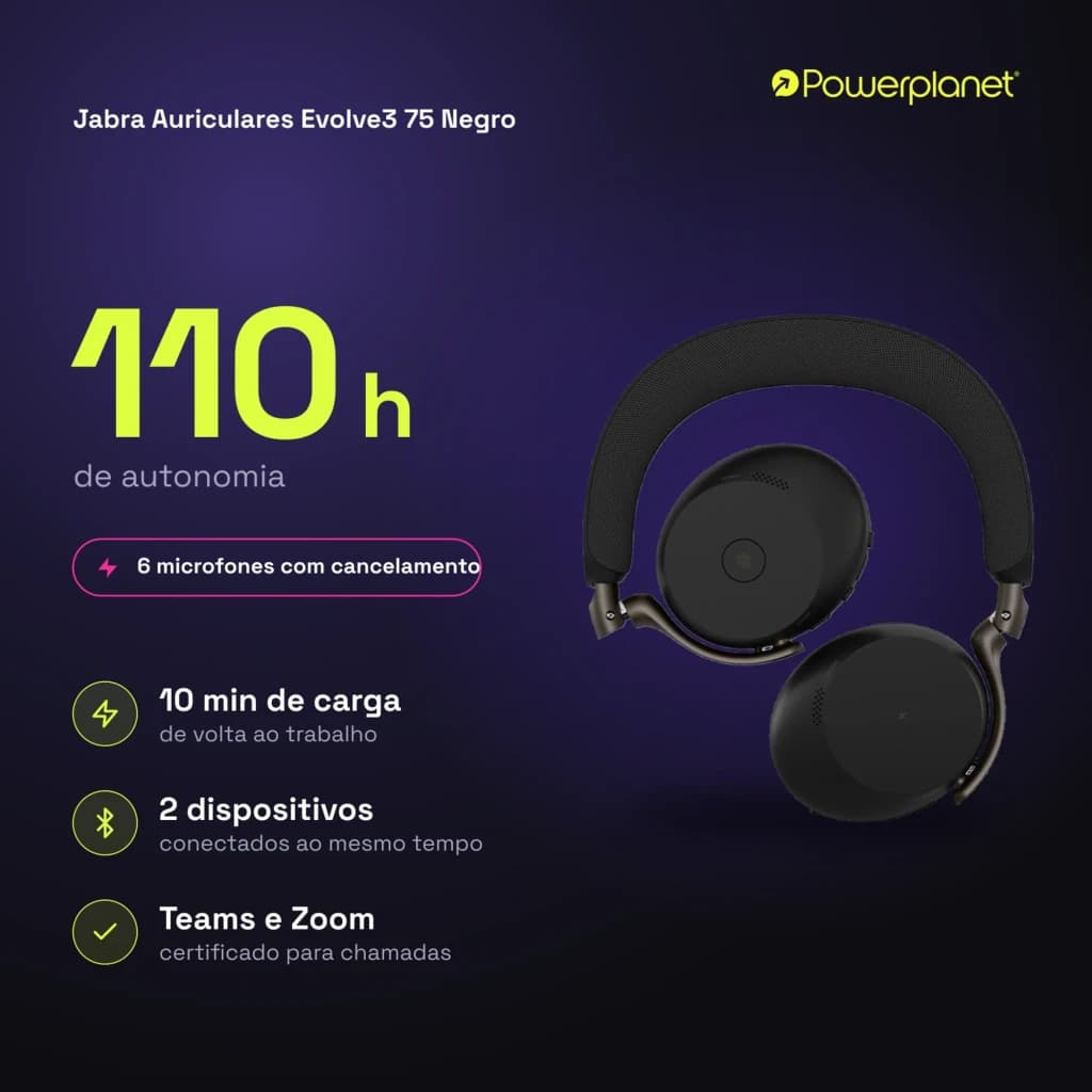 Jabra Auriculares Evolve3 75 Negro - caractéristiques