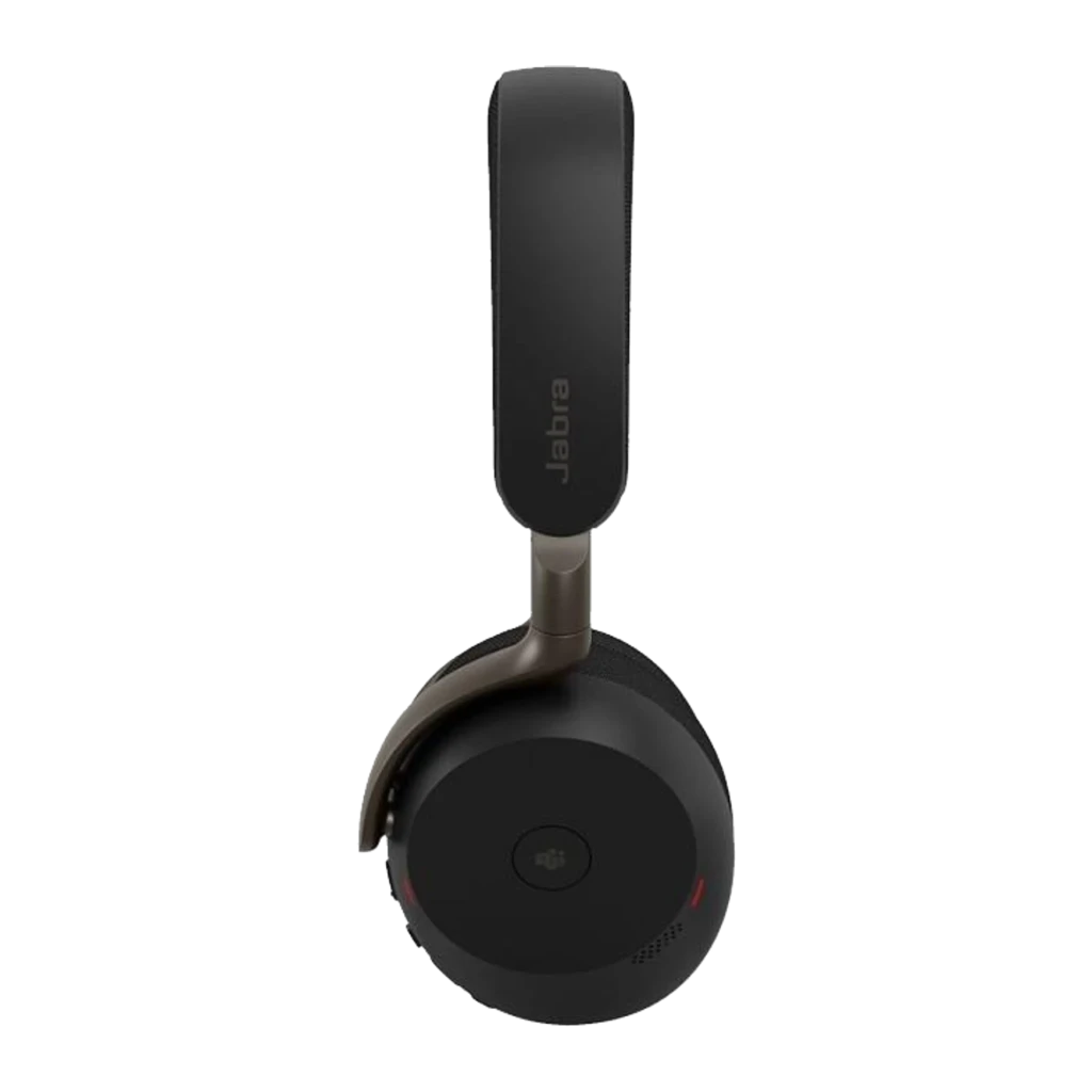 Jabra Evolve3 75 preto, vista superior: fones dobrados com faixa e almofadas visíveis - Item4