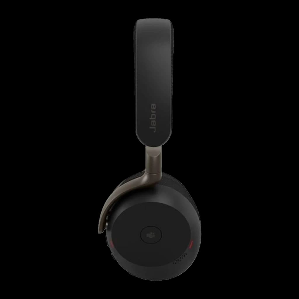 Jabra Evolve3 75 noir, détail du bras articulé: microphone flexible avec connecteur métallique