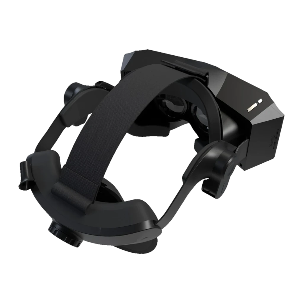 Pimax Crystal Light com drivers pretos, visor angular cinza, headstrap acolchoado e dois controladores ergonômicos; resolução 2880 x 2880 por olho - Item6