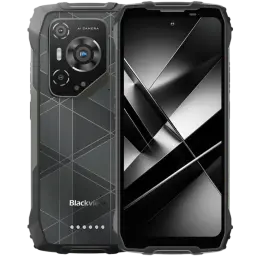 Blackview BL7000 Pro 5G robuste, écran noir brillant bord à bord, dos géométrique gris, triple module caméra AI avec capteur vision nocturne, 512 Go, 8 Go