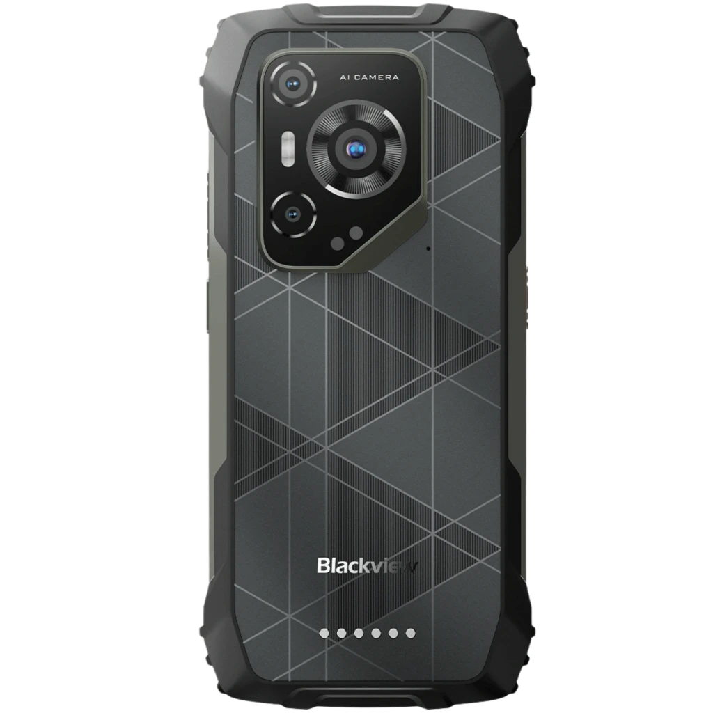 Blackview BL7000 Pro 5G robusto com corpo reforçado, tela grande com bordas protegidas, módulo de câmera tripla com visão noturna e detalhes geométricos - Item1