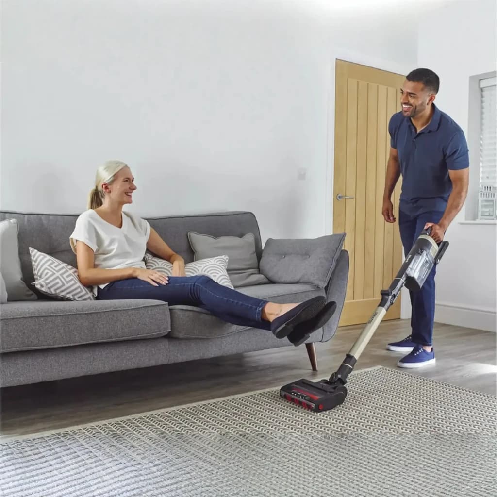 Aspiradora escoba Shark Stratos IZ400EUT sin cable con tubo dorado, depósito transparente y cabezal ancho con luces LED para suelos y alfombras