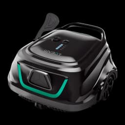 Robot limpiafondos Wybot M2 Filtración doble 180μm + 40ppi Hasta 400m² cobertura, vista frontal-superior: cuerpo negro