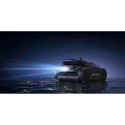 Robot limpiafondos Wybot M2 Filtración doble 180μm + 40ppi Hasta 400m² cobertura, vista lateral: luz frontal encendida