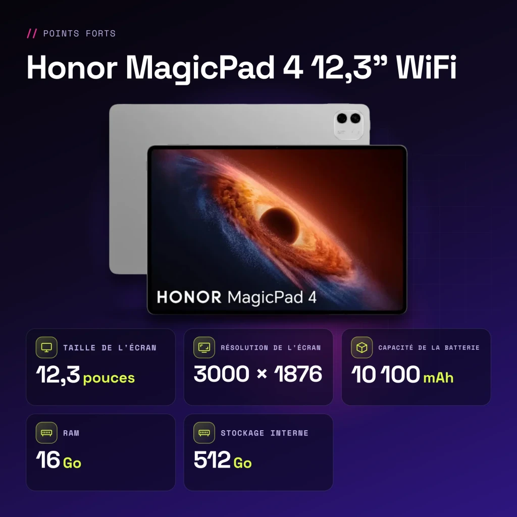 Honor MagicPad 4 12,3 pulgadas WiFi 16GB/512GB Gris OLED 165Hz Snapdragon 8 Gen 2 10100mAh - características