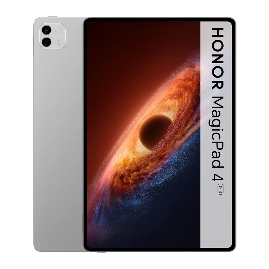 Honor MagicPad 4 12,3 pulgadas WiFi 16GB/512GB Gris OLED 165Hz Snapdragon 8 Gen 2 10100mAh, vista frontal y trasera