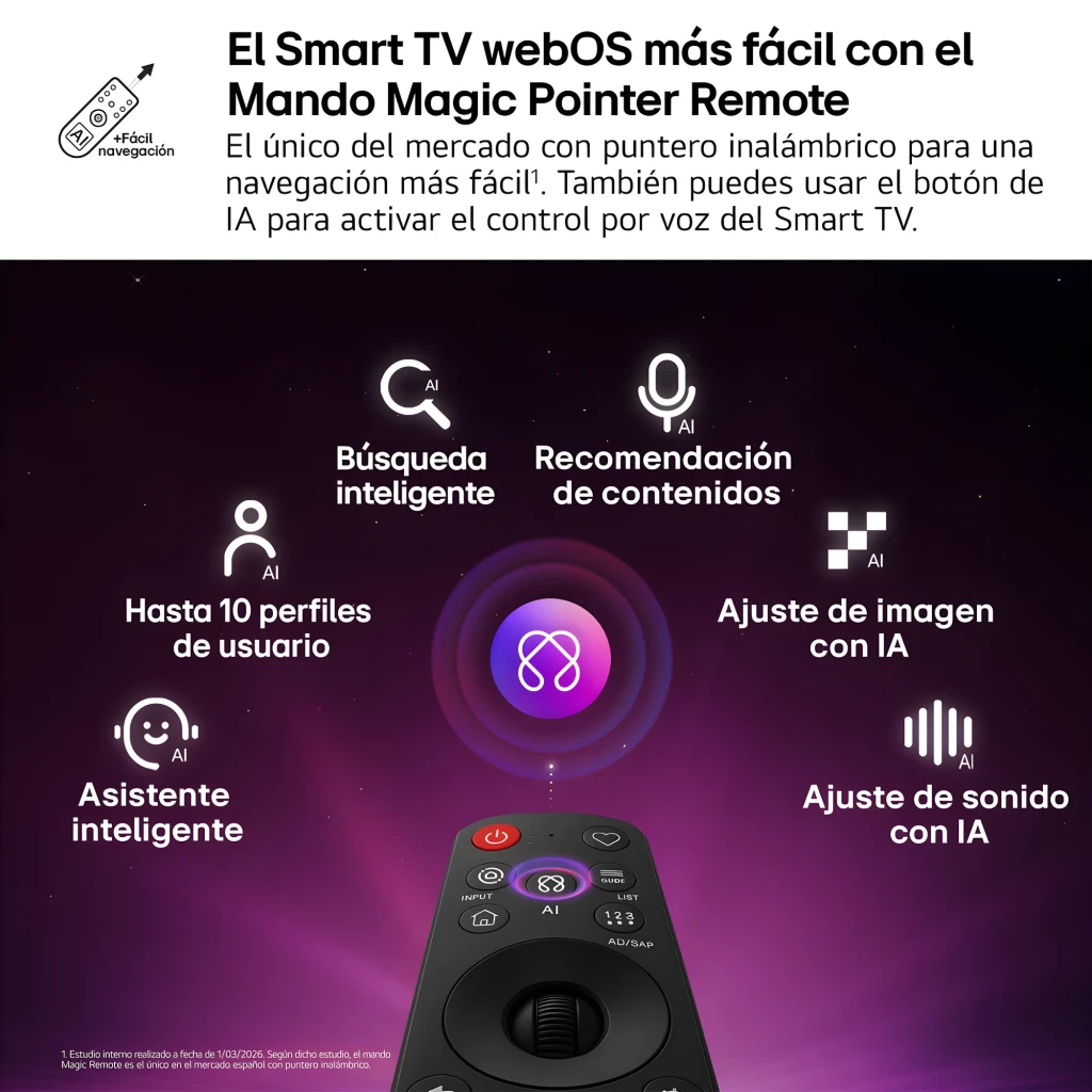 Televisor LG 65QNED87B6A de 65 pulgadas con pantalla QNED MiniLED 4K, colores vibrantes, contraste preciso y marco fino sobre base metálica - Ítem4
