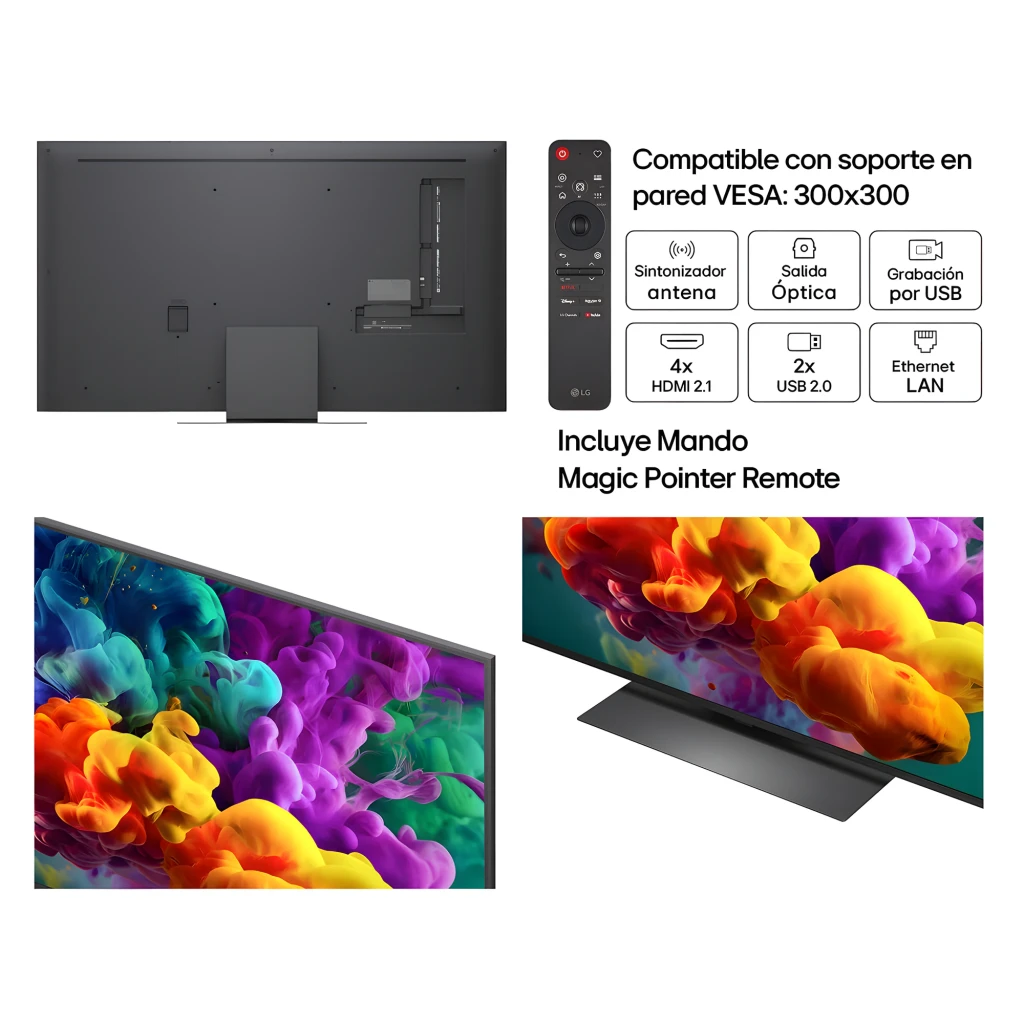Televisor LG 65QNED87B6A de 65 pulgadas con pantalla QNED MiniLED 4K, colores vibrantes, contraste preciso y marco fino sobre base metálica - Ítem3