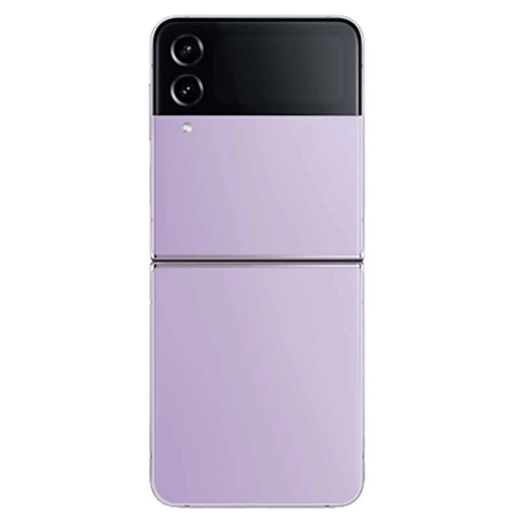 Samsung Galaxy Z Flip4 5G violeta recondicionado, bom estado. Tela dobrável AMOLED, câmeras duplas traseiras, bordas metálicas, dobradiça central visível. - Item1