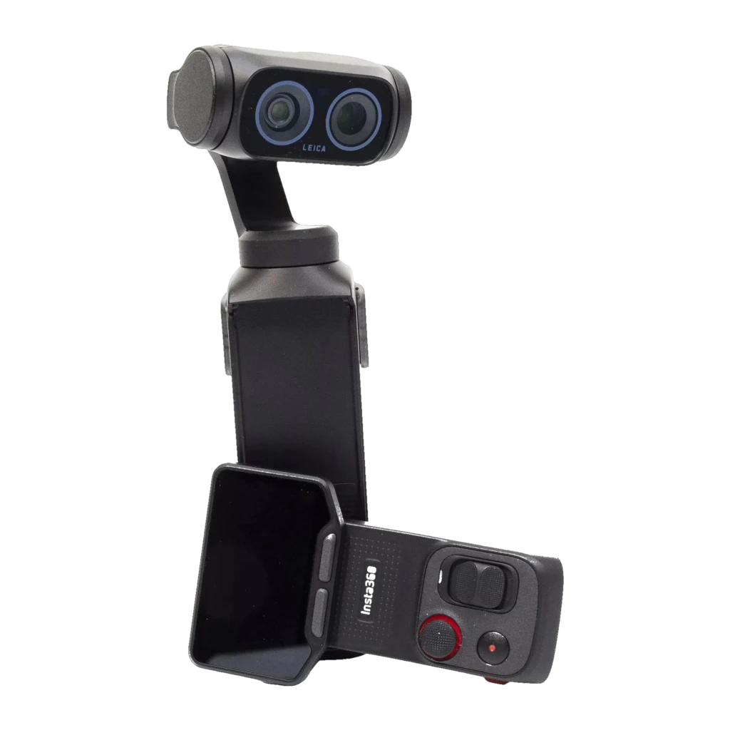 Poignée caméra avec écran, tête stabilisée à 3 axes, double optique Leica, commandes rouges et noires, design compact pour prises de vue fluides et - Ítem7