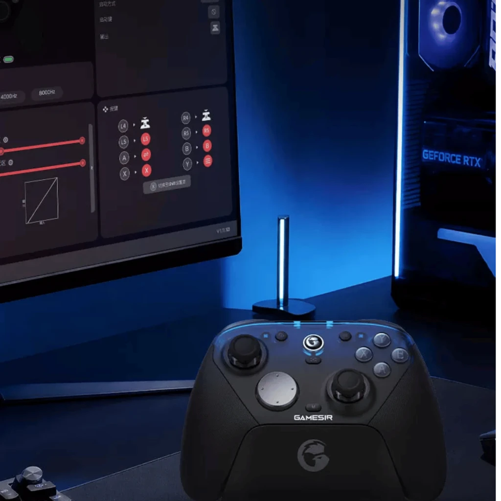 Comando GameSir G7 Pro 8K Uranus sem fios 2,4 GHz e Bluetooth, dois frontais intercambiáveis branco e preto, layout ABXY, analógicos, D-pad e gatilhos - Item4