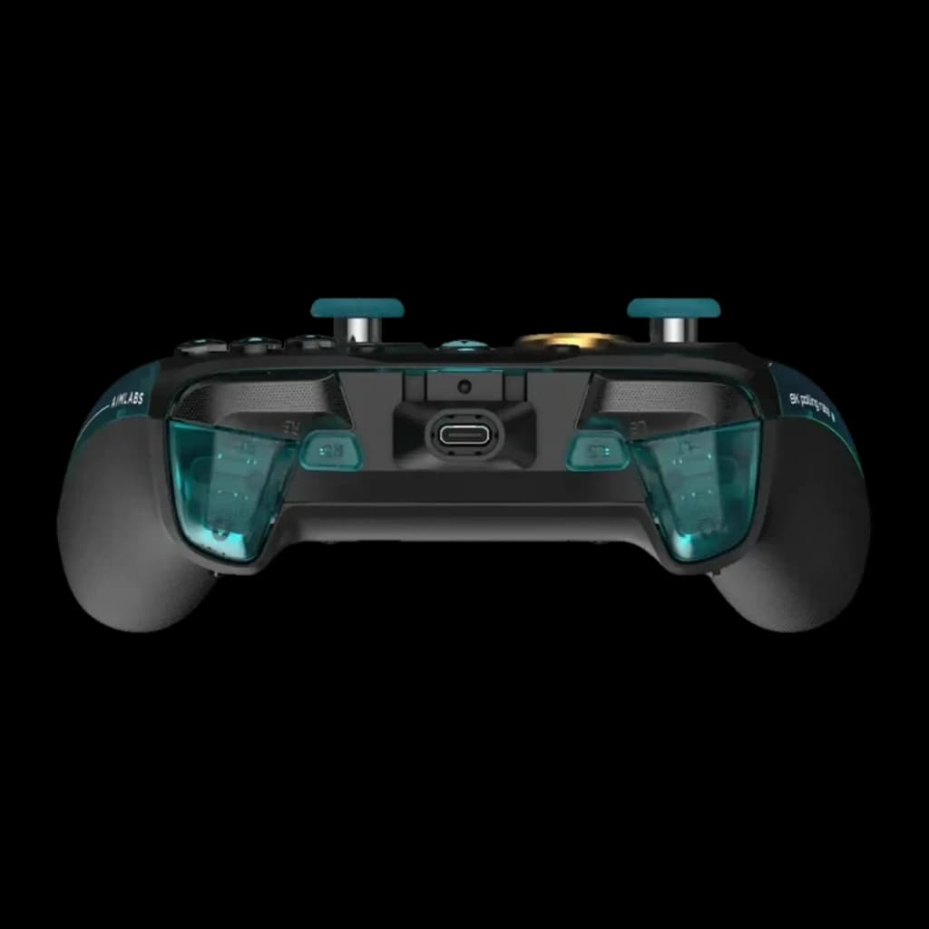 Mando GameSir G7 Pro 8K Aimlabs Edition Cian Inalámbrico con carcasa traslúcida cian, gatillos amplios, joysticks cian y puerto USB-C central