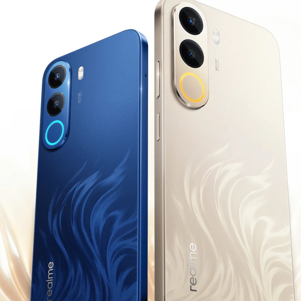 Smartphone dourado com tela 6,8 polegadas IPS LCD, entalhe em gota, câmera dupla traseira com módulo oval e traseira perolada com padrão fluido elegante - Item5
