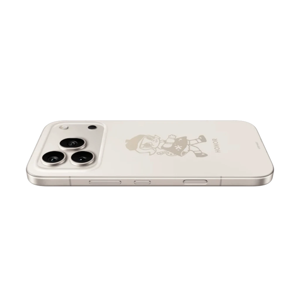 Honor 600 Pro 5G MOLLY Limited Edition branco com arte MOLLY na traseira, módulo de câmera tripla grande e tela 6,57 AMOLED 120Hz com estrelas no fundo - Item4