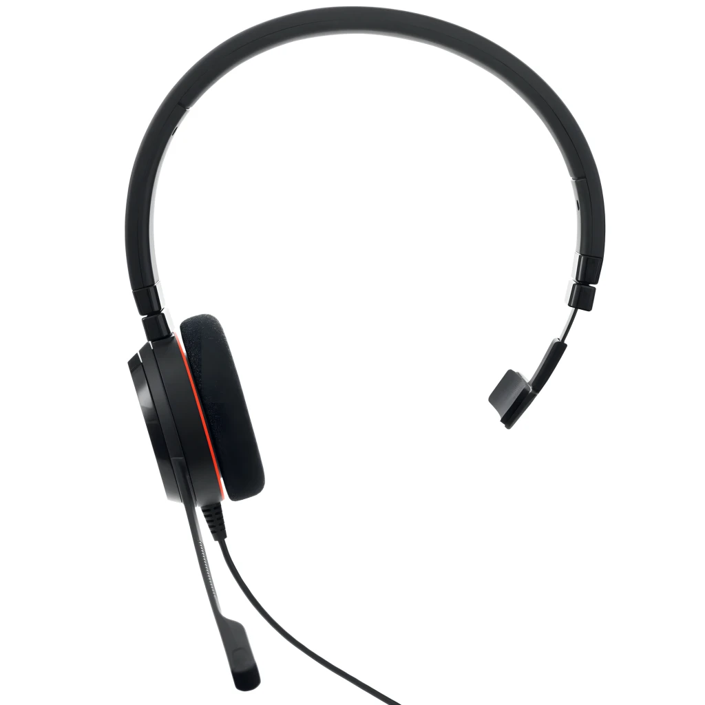 Jabra Evolve 20 Mono UC negro, vista frontal: diadema con auricular derecho y micrófono - Ítem2
