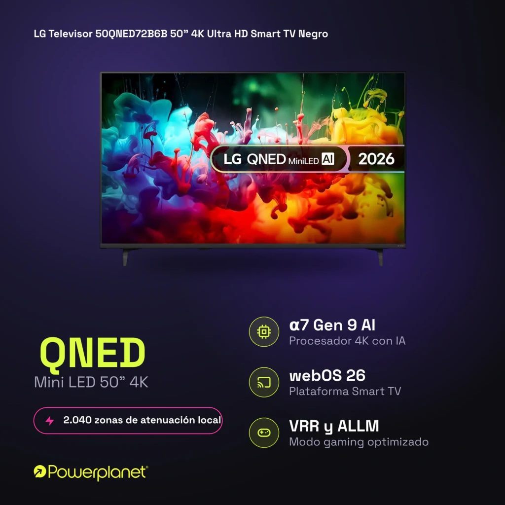 LG QNED 50QNED72B6B 50 pulgadas con pantalla Mini LED 4K, colores vibrantes, alto contraste y webOS; procesador α7 Gen 9 AI para imagen fluida - Ítem6
