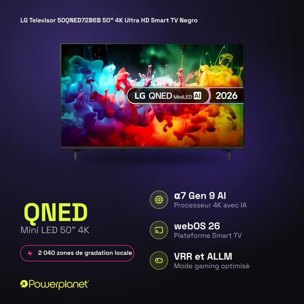 LG QNED 50QNED72B6B 50 pulgadas con pantalla Mini LED 4K, colores vibrantes, alto contraste y webOS; procesador α7 Gen 9 AI para imagen fluida - Ítem3