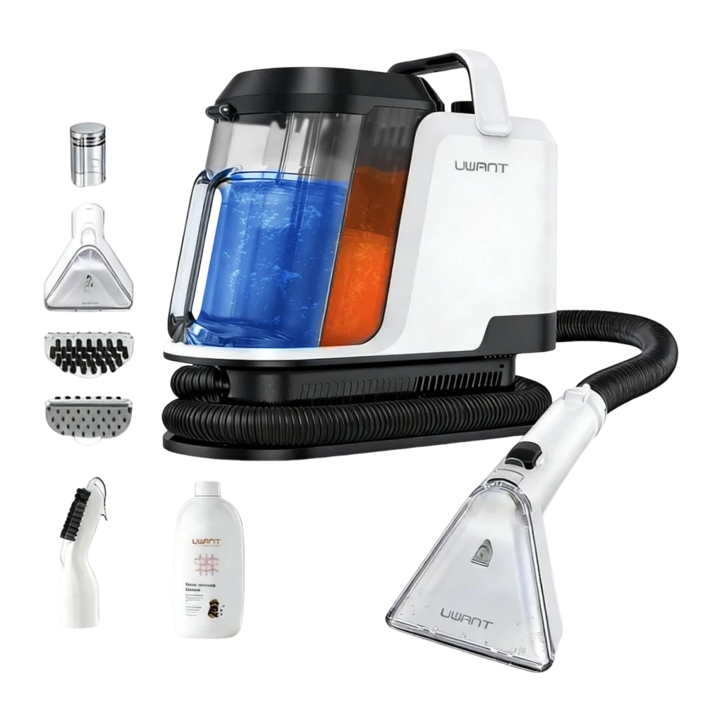 Aspirador Uwant Y100 branco e preto com reservatório transparente 1.2L, mangueira longa enrolada, pega superior e bocal de limpeza a vapor destacável - Item6
