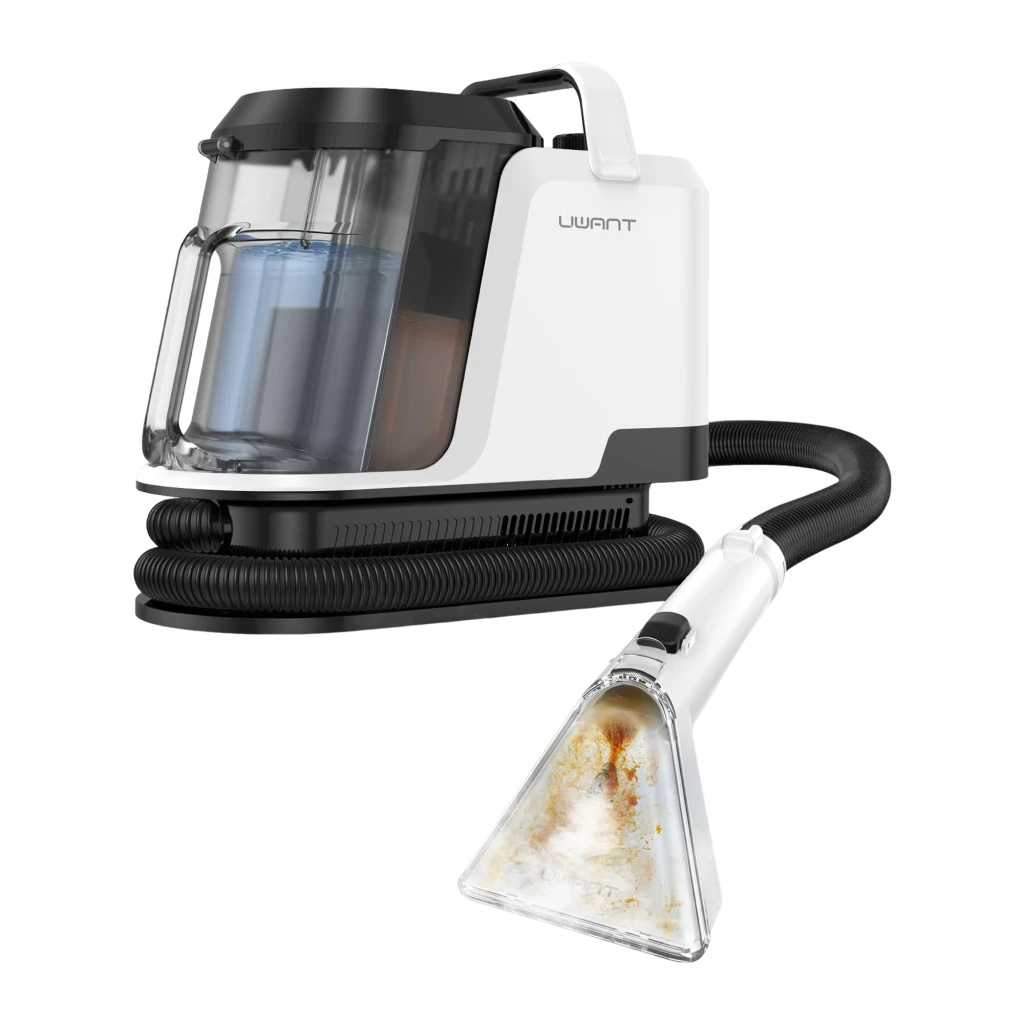 Aspirador Uwant Y100 branco e preto com reservatório transparente 1.2L, mangueira longa enrolada, pega superior e bocal de limpeza a vapor destacável - Item10