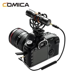 Microphone Comica VM10 Pro à condensateur, supercardioïde, monté sur caméra avec suspension antivibrations, câble spiralé et port USB-C