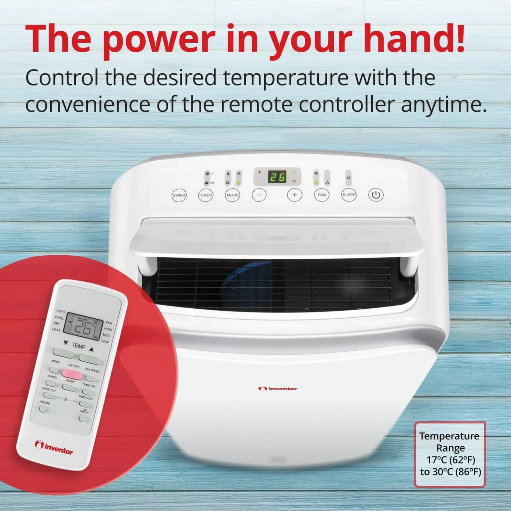 Ar Condicionado Portátil Inventor Magic R290 com Bomba de Calor, 3027 Frigorías, design branco compacto, painel curvo e saída de ar superior - Item3