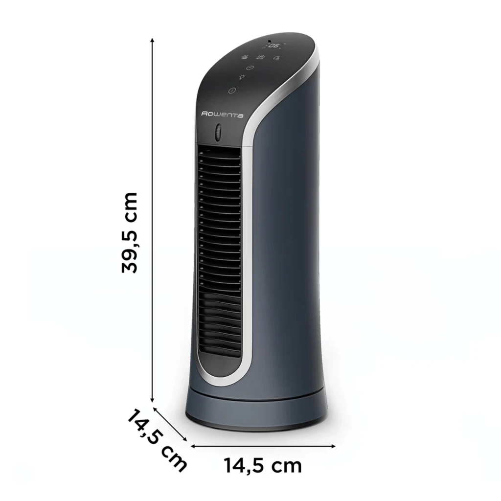 Rowenta Eole Compact VU6220 3D Airflow, ventilador de torre de sobremesa gris oscuro con panel táctil superior, rejilla frontal vertical y diseño compacto - Ítem7