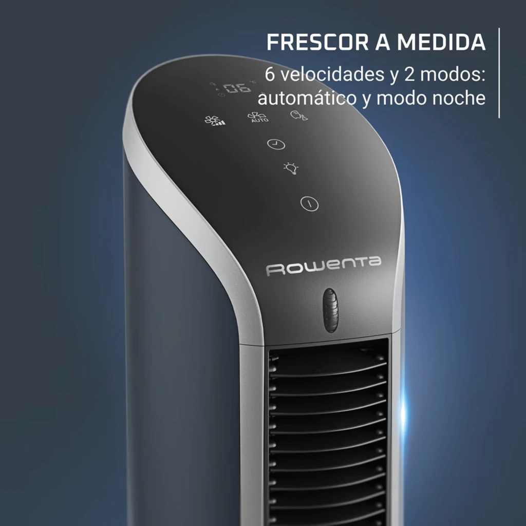 Rowenta Eole Compact VU6220 3D Airflow, ventilador de torre de sobremesa gris oscuro con panel táctil superior, rejilla frontal vertical y diseño compacto - Ítem2
