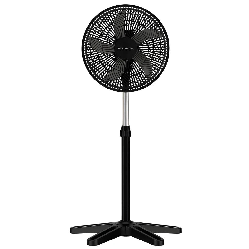 Rowenta Turbo Essential VU3110F3 55 W ventilateur sur pied noir avec grille fine, tête ronde oscillante, hauteur réglable et base en croix stable - Ítem1