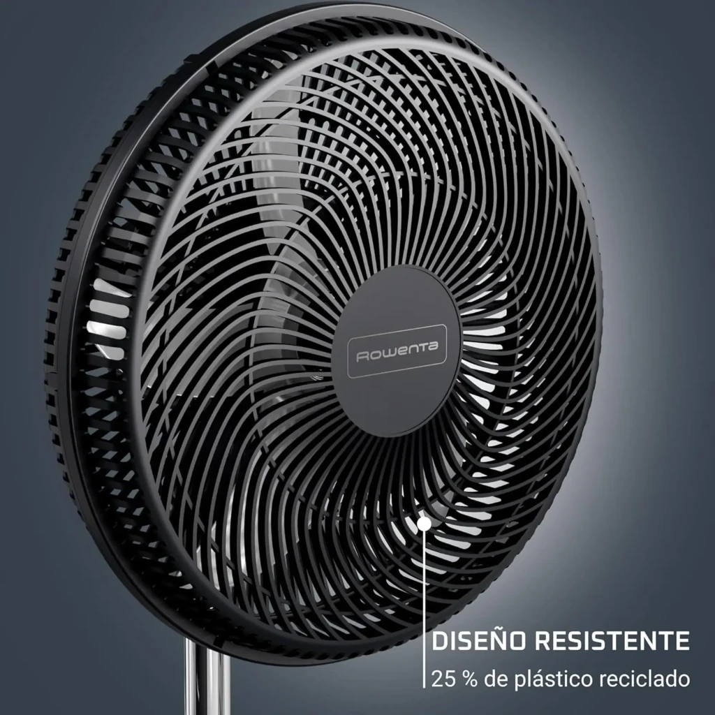 Rowenta Turbo Essential VU3110F3 55 W ventilateur sur pied noir avec grille fine, tête ronde oscillante, hauteur réglable et base en croix stable - Ítem2