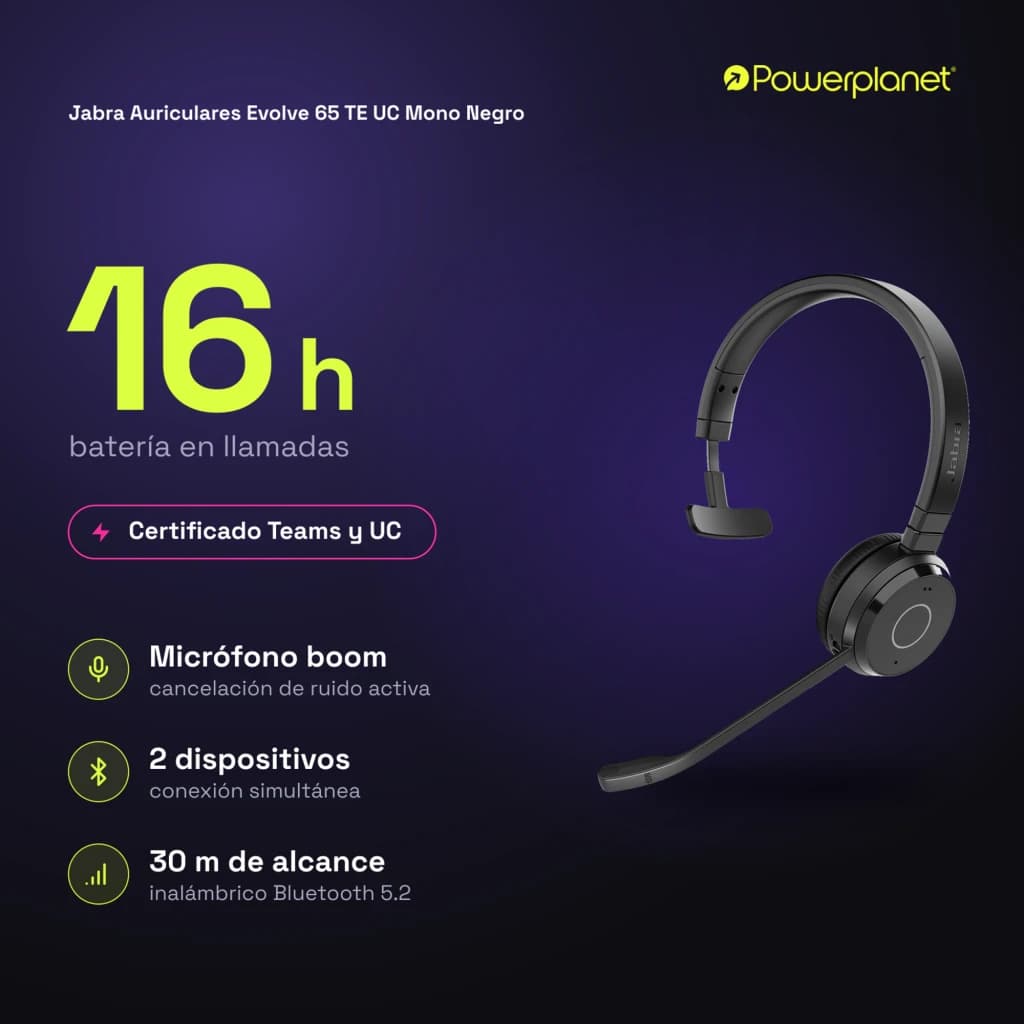 Jabra Auriculares Evolve 65 TE UC Mono negro - características