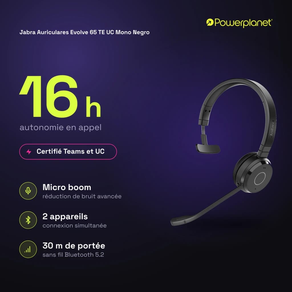 Jabra Auriculares Evolve 65 TE UC Mono negro - características
