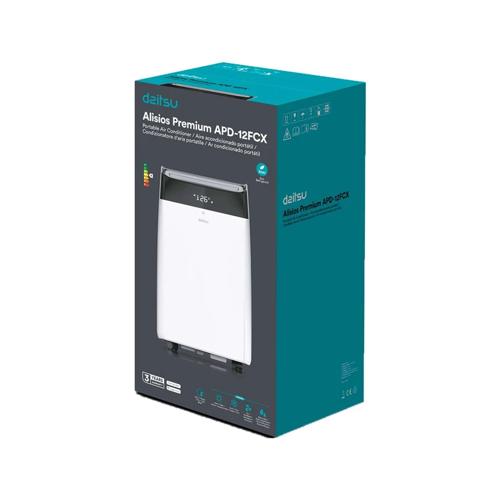 Ar Condicionado Portátil Daitsu Alisios Premium APD12FCX branco com display LED 26°C, painel touch superior, rodas para mobilidade e controlo remoto Wi‑Fi - Item4