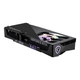 MSI GeForce RTX 5070 Ti Gaming Trio OC 16GB Negro, vista superior lateral: backplate negro con dragón RGB y logo MSI