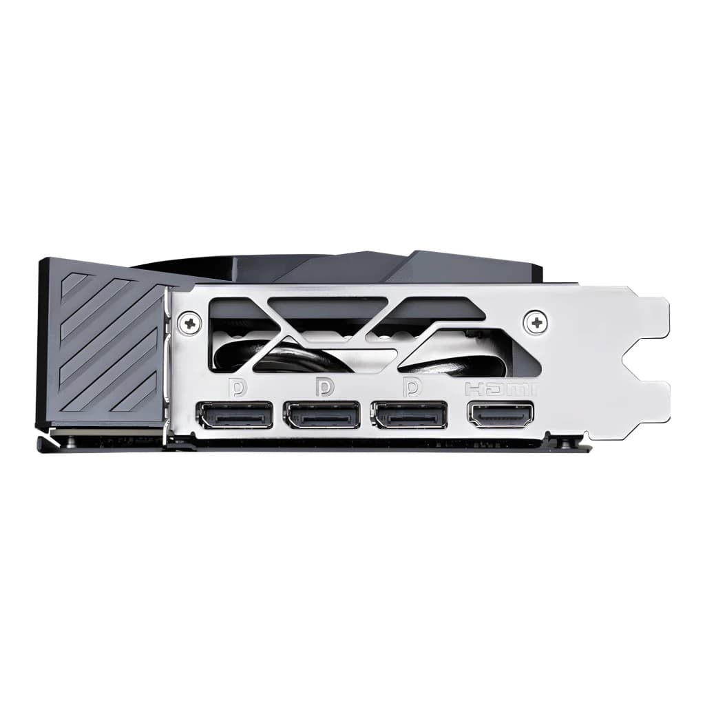 MSI GeForce RTX 5070 Ti Gaming Trio OC 16GB Negro, vista inferior: bracket con 3 DisplayPort y 1 HDMI