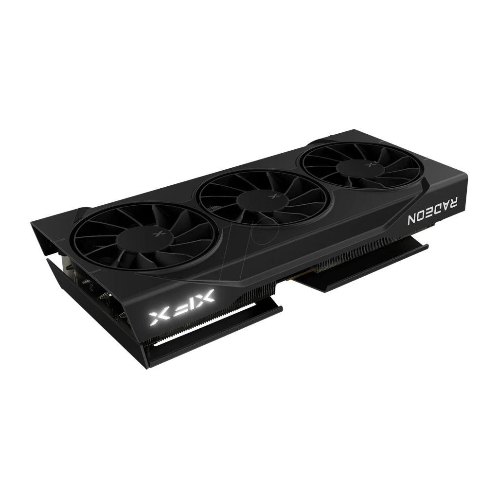 XFX SWIFT RX 9060 XT OC Triple Fan 16GB preto, caixa e produto: embalagem com placa gráfica - Item3