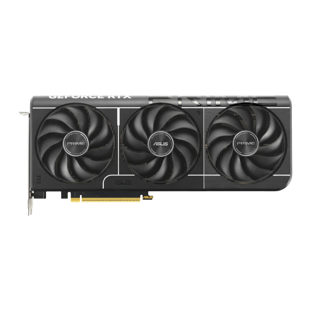 ASUS PRIME RTX 5070 OC 12GB Preto, produto e caixa: placa gráfica com triplo ventilador ao lado da embalagem - Item2