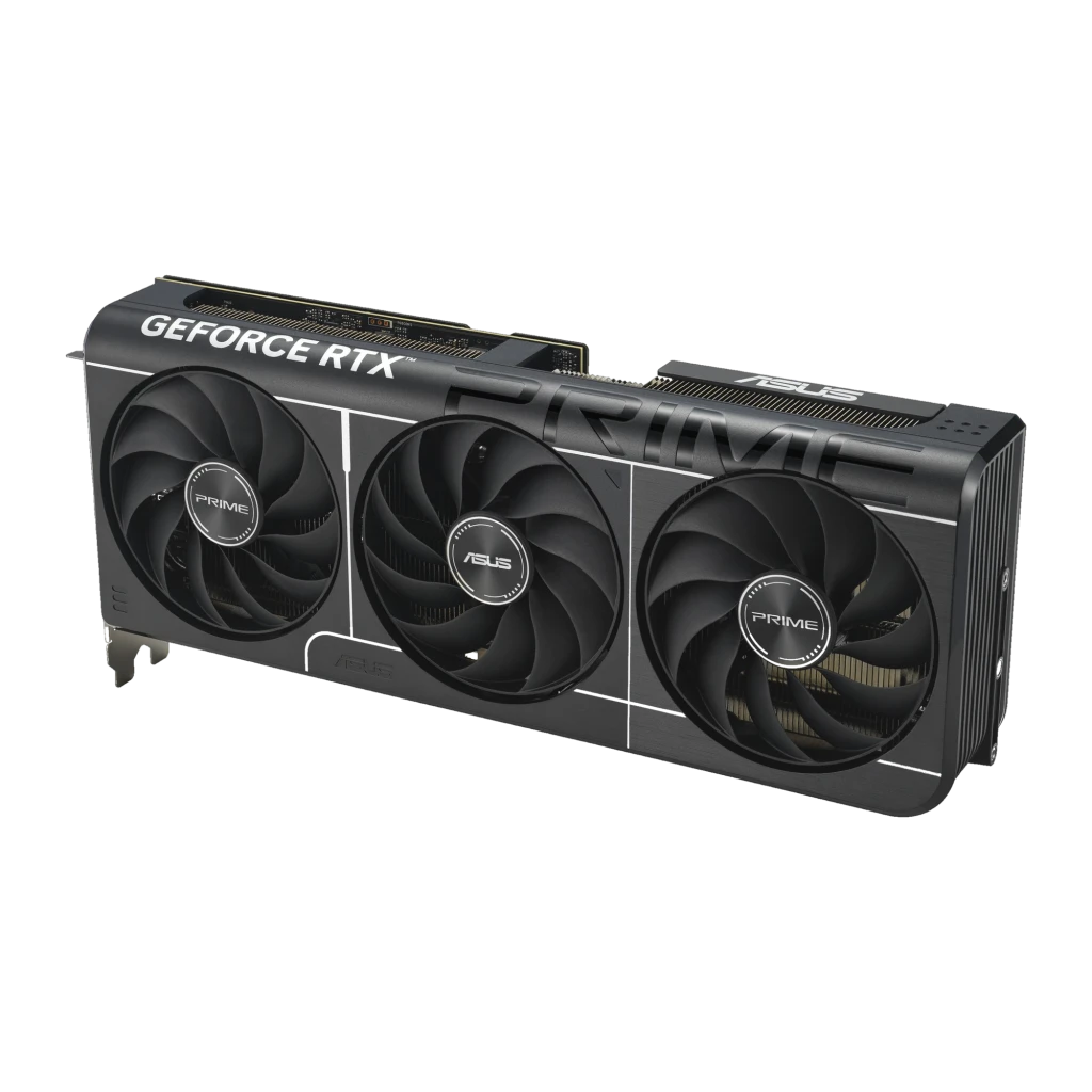 ASUS PRIME RTX 5070 OC 12GB Preto, produto e caixa: placa gráfica com triplo ventilador ao lado da embalagem - Item1