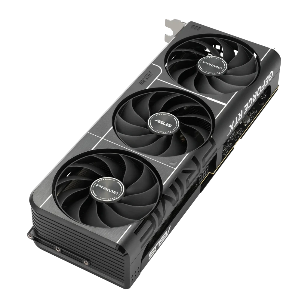 ASUS Prime GeForce RTX 5060 Ti OC 16GB preta, vista com caixa: placa em ângulo frontal e embalagem OC Edition - Item4
