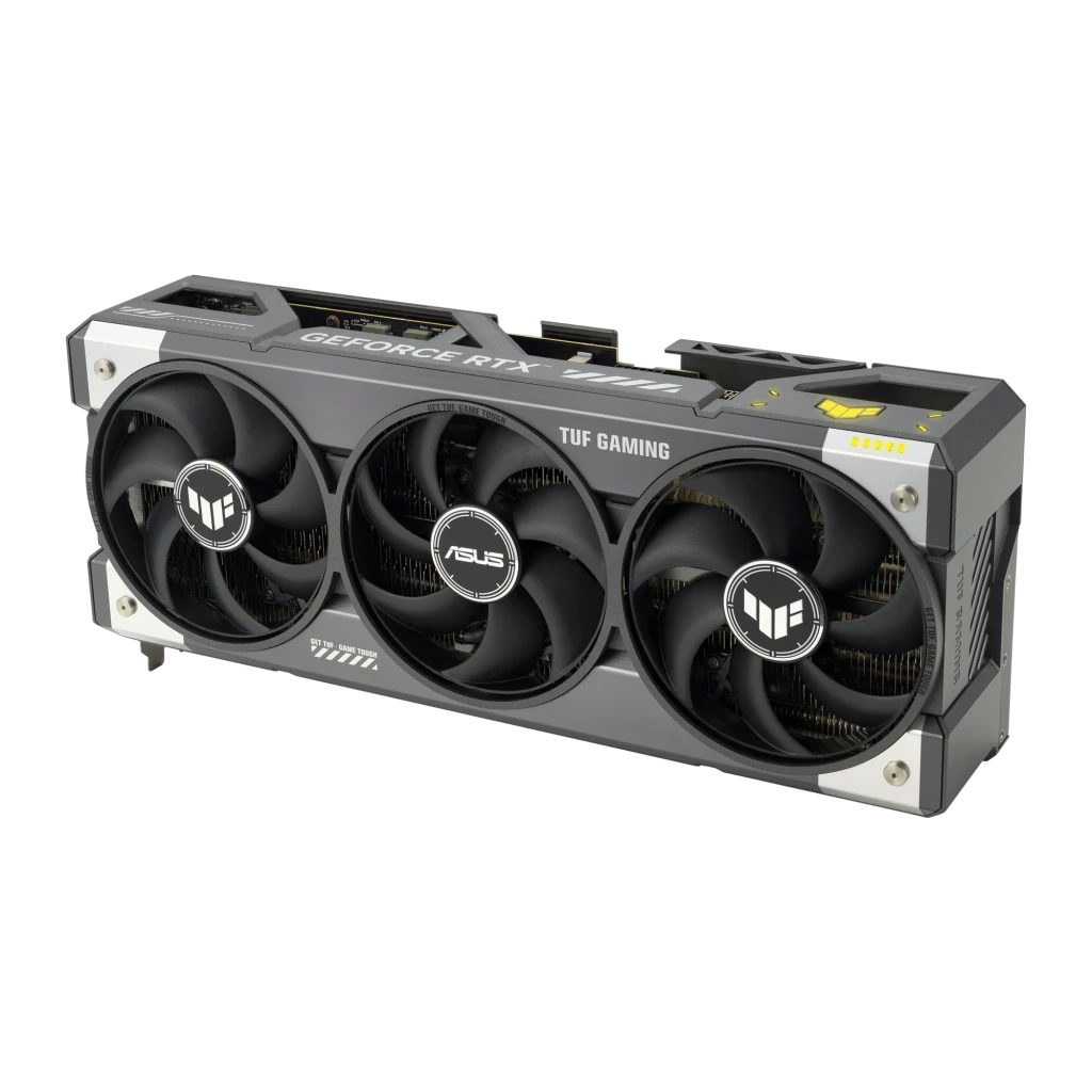ASUS TUF Gaming GeForce RTX 5080 OC 16GB, vista com caixa: placa gráfica preta com três ventoinhas e embalagem frontal e - Item2