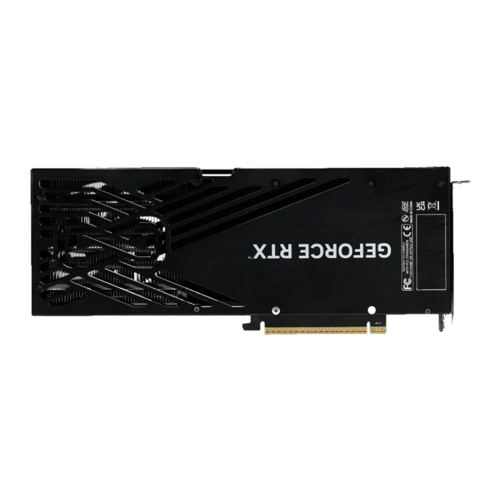 Palit GeForce RTX 5070 Infinity 3 OC 12GB Preto, vista lateral: placa com três ventiladores e caixa - Item2